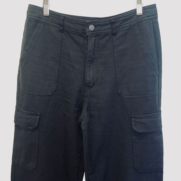 Apricot Lane Double Zero Womens High Rise Wide Leg Cargo Pants Black Medium NWOT - Picture 4 of 11